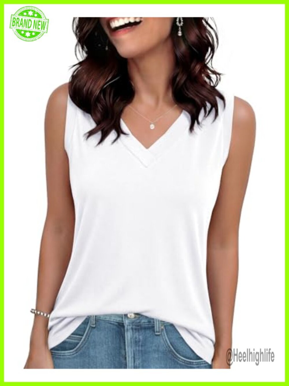 Womens V Neck Sleeveless Tank Top Loose Fit Summer Casual Shirt